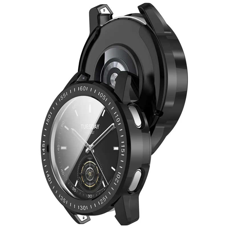 For Xiaomi Watch S3 TPU Watch Protective Case Electroplating Anti-drop Cover - Black