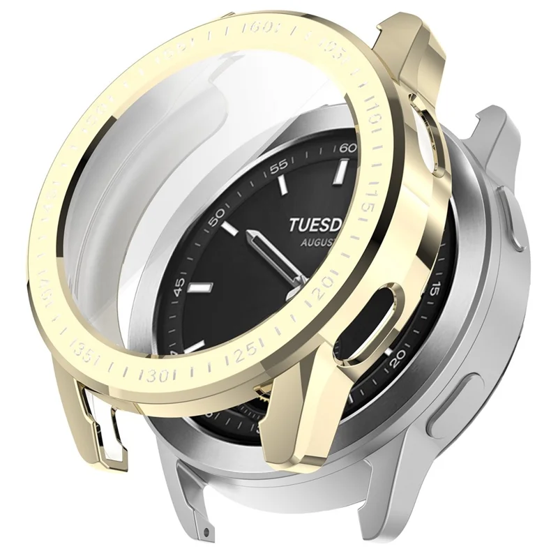 For Xiaomi Watch S3 TPU Watch Protective Case Electroplating Anti-drop Cover - Light Gold