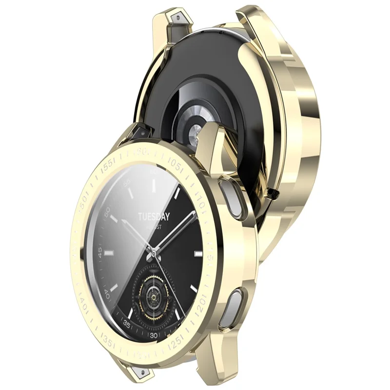 For Xiaomi Watch S3 TPU Watch Protective Case Electroplating Anti-drop Cover - Light Gold