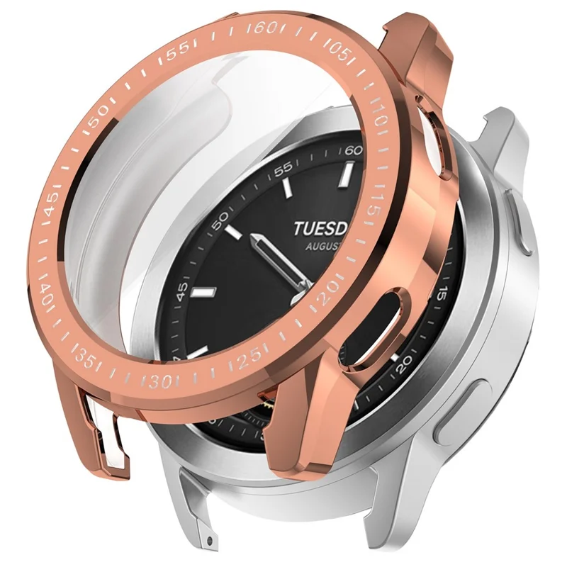For Xiaomi Watch S3 TPU Watch Protective Case Electroplating Anti-drop Cover - Rose Gold
