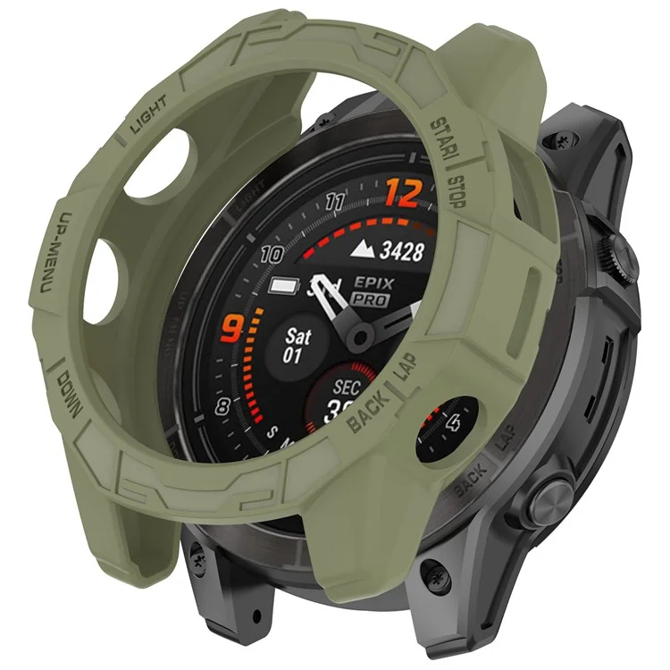 Para Garmin Quatix 7 Pro Anti-collision TPU Smartwatch Case Hollow Protective Frame - Verde