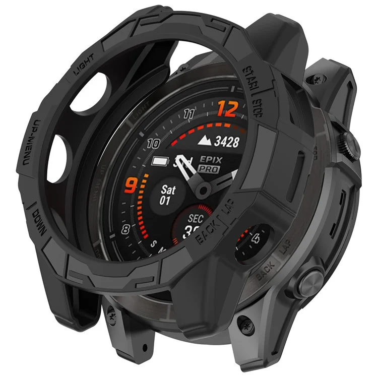 Для Garmin Quatix 7 Pro Anti-collision TPU Smartwatch Case Case Полая Защитная Рама - Черный