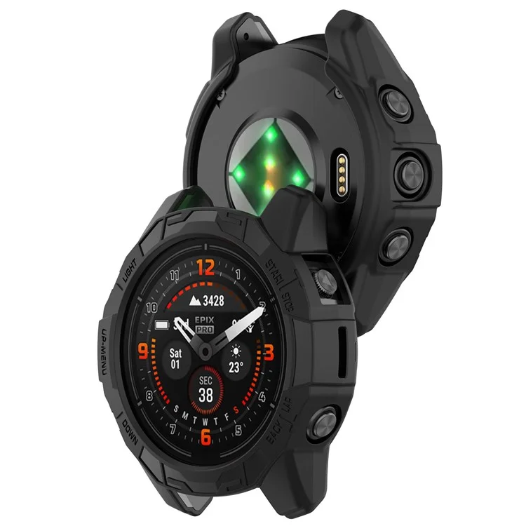 For Garmin Quatix 7 Pro Anti-collision TPU Smartwatch Case Hollow Protective Frame - Black