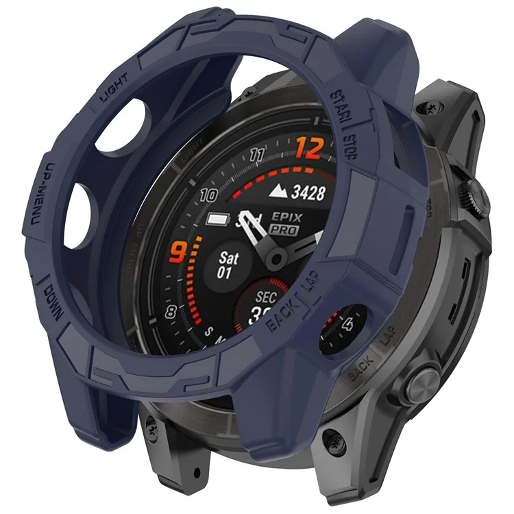 For Garmin Quatix 7 Pro Anti-collision TPU Smartwatch Case Hollow Protective Frame - Midnight Blue
