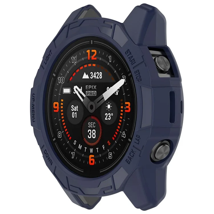 For Garmin Quatix 7 Pro Anti-collision TPU Smartwatch Case Hollow Protective Frame - Midnight Blue