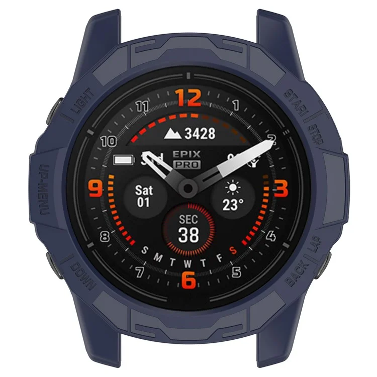 For Garmin Quatix 7 Pro Anti-collision TPU Smartwatch Case Hollow Protective Frame - Midnight Blue