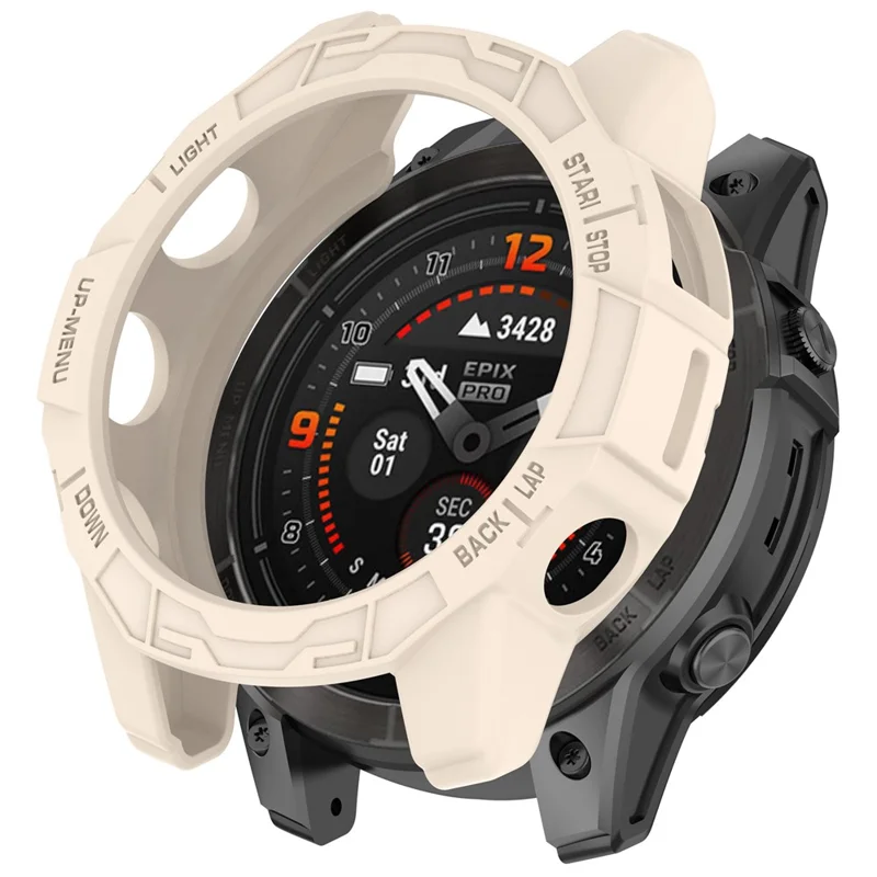 For Garmin Quatix 7 Pro Anti-collision TPU Smartwatch Case Hollow Protective Frame - Starlight Color