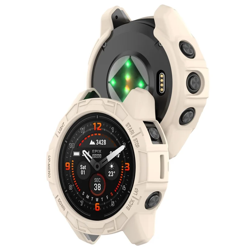 For Garmin Quatix 7 Pro Anti-collision TPU Smartwatch Case Hollow Protective Frame - Starlight Color