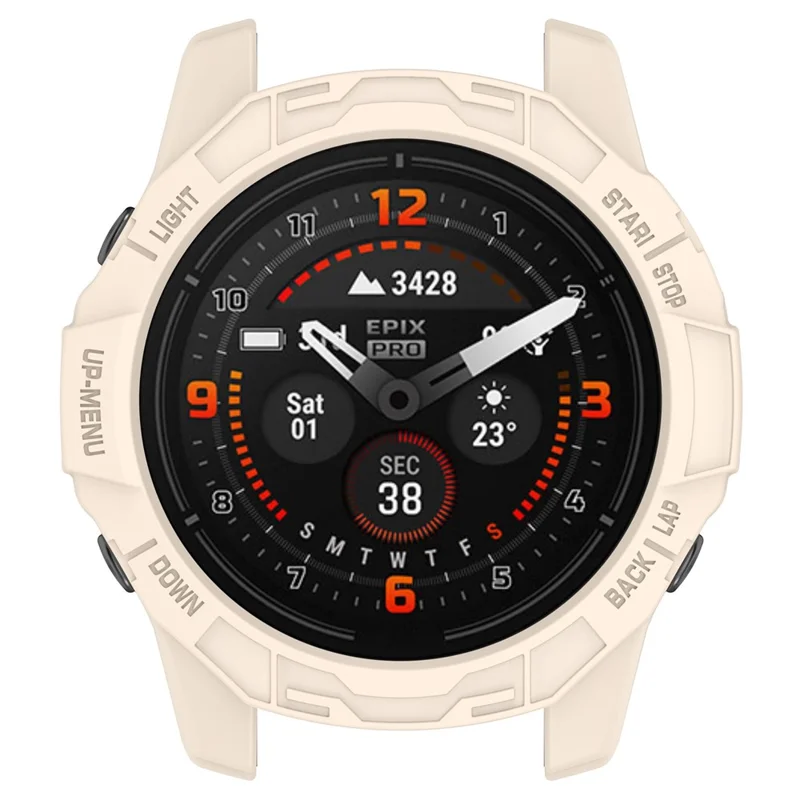 For Garmin Quatix 7 Pro Anti-collision TPU Smartwatch Case Hollow Protective Frame - Starlight Color