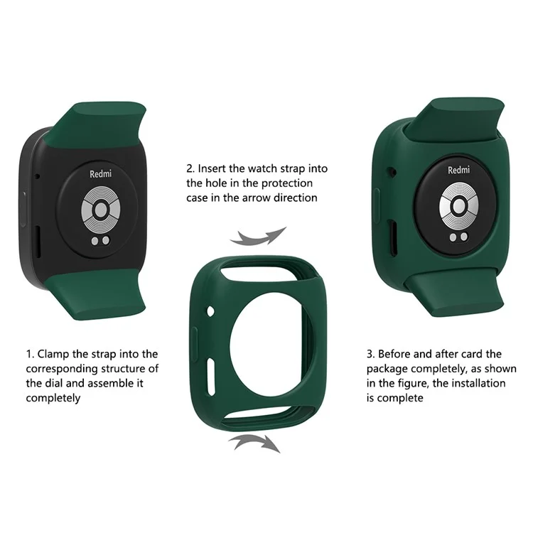 Para Xiaomi Redmi Watch 3 Silicone Case Smart Watch Protective Case Cover - Preto