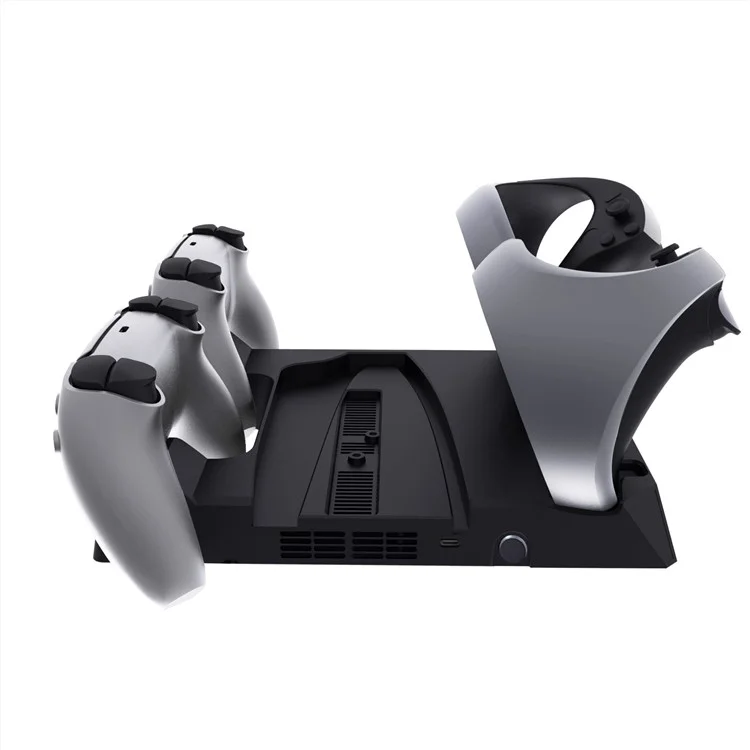 KJH P5D-004 For PS5 Slim / PS5 Multi-function Cooling Fan Charger Base Storage Rack - Black