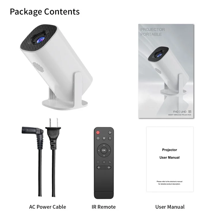 P30 Mini Home 4K Video Projector Dual WiFi Bluetooth-compatible Portable Projector - UK Plug