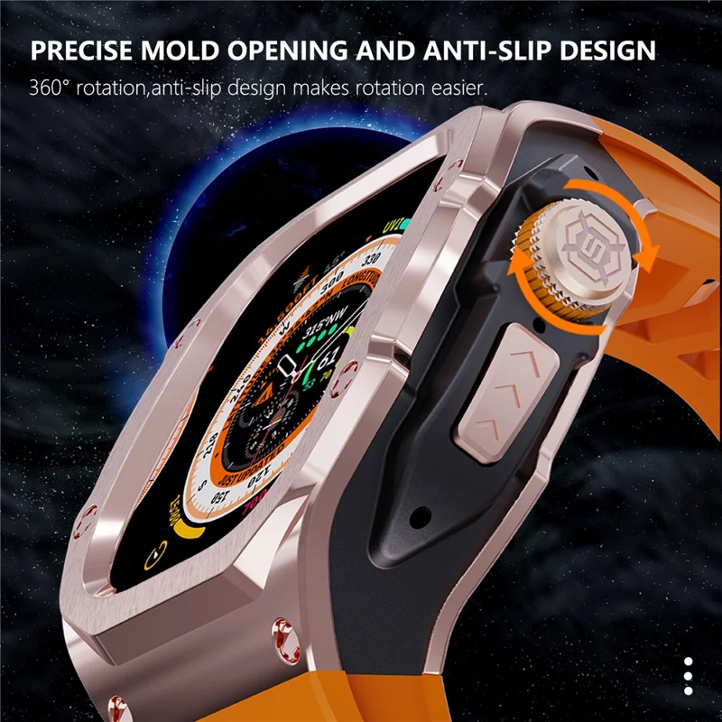 SHELLBOX Per Apple Watch Ultra 49mm / Ultra 2 49mm Custodia in Metallo Smartwatch Cinturino - Rose Gold+Black+Orange