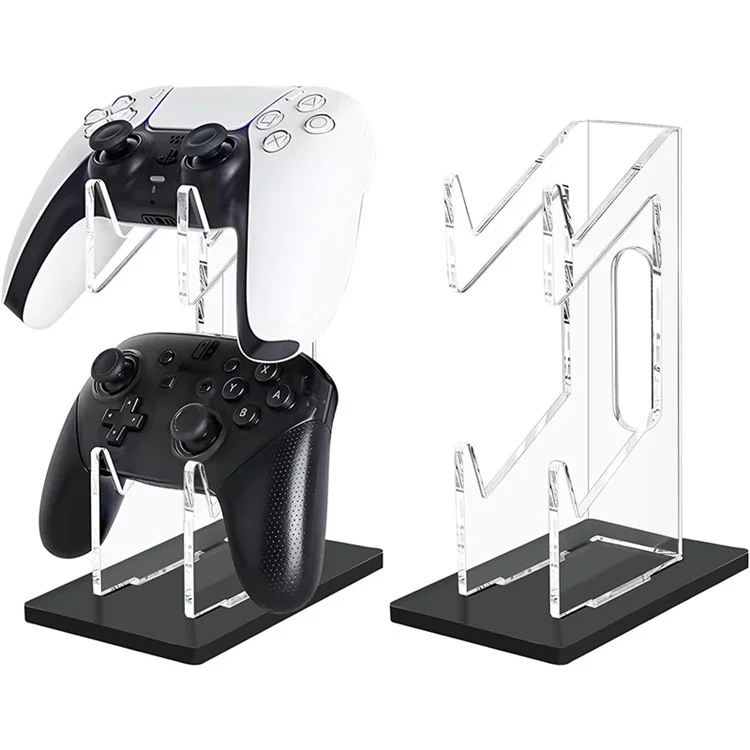 Acrylic Clear Controller Display Stand 2 Tiers Game Controller Holder Dual Controller Stand - Black