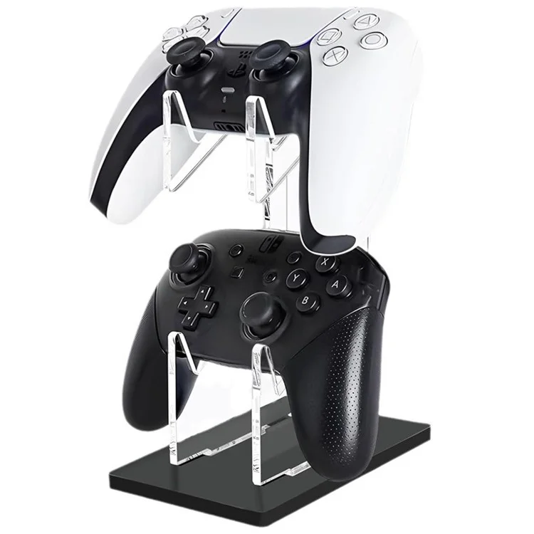 Acrylic Clear Controller Display Stand 2 Tiers Game Controller Holder Dual Controller Stand - Black