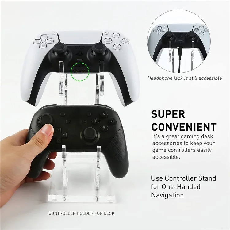 Acrylic Clear Controller Display Stand 2 Tiers Game Controller Holder Dual Controller Stand - Black