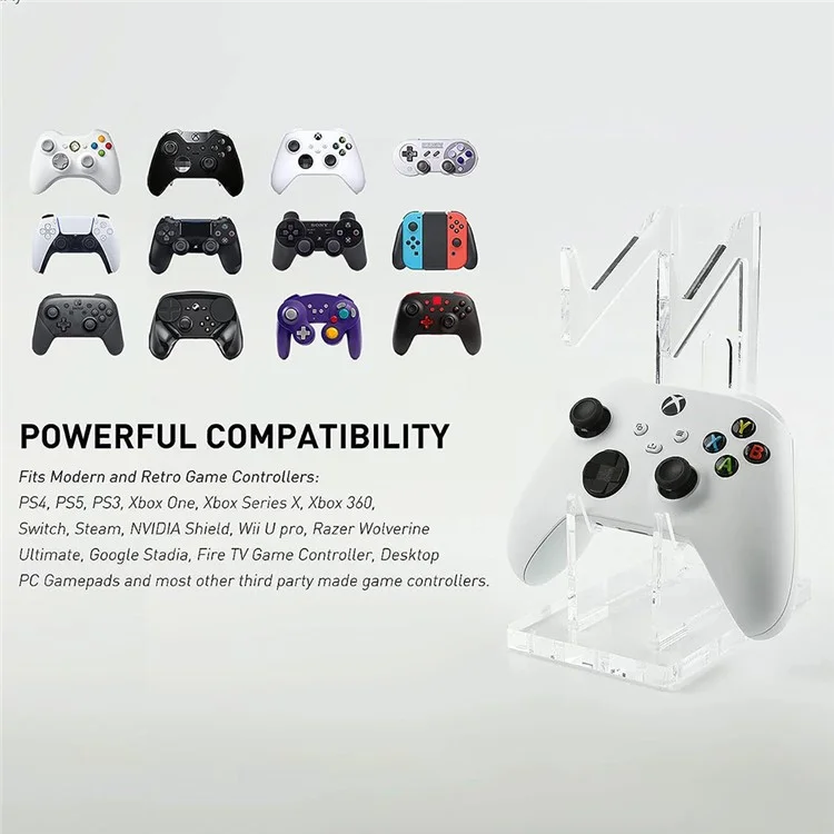 Acrylic Clear Controller Display Stand 2 Tiers Game Controller Holder Dual Controller Stand - Black