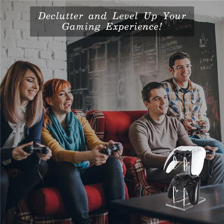 Acrylic Clear Controller Display Stand 2 Tiers Game Controller Holder Dual Controller Stand - Black