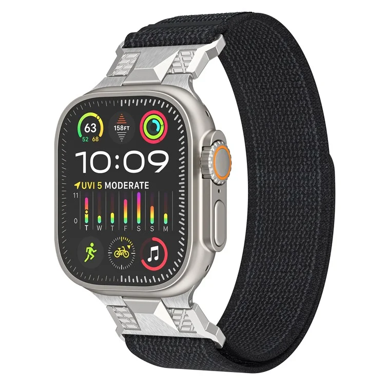 Для Apple Watch 10 46 мм / Ultra 2 / Ultra 49 мм / 9 8 7 45 мм / SE (2023) SE (2022) SE 6 5 4 44 мм / 3 2 1 42 мм Trail Loop нейлоновый ремешок - черный