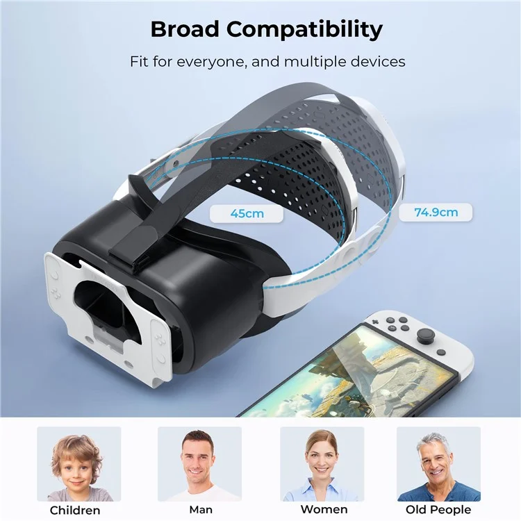 DEVASO pour Nintendo Switch VR Casque avec Sangle de Tête Réglable, Version 3.0