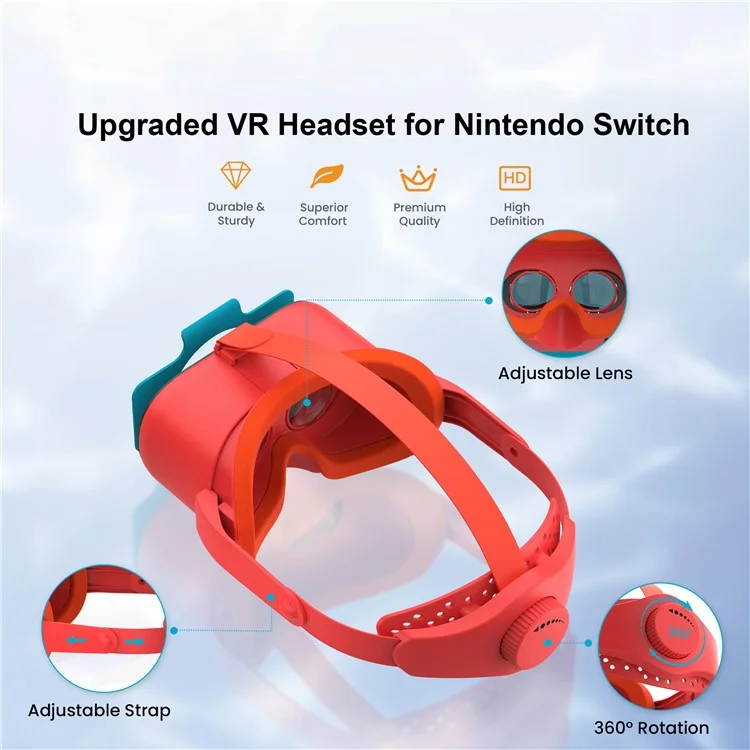 DEVASO For Nintendo Switch VR Headset with Adjustable Head Strap, Version 3.0 - Orange+Blue