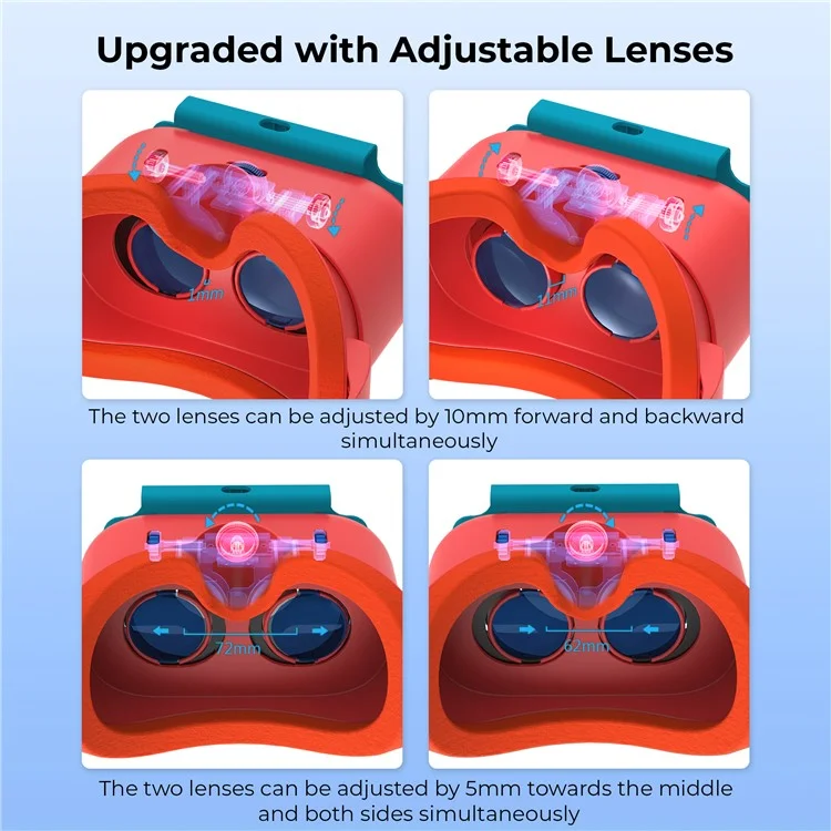 DEVASO For Nintendo Switch VR Headset with Adjustable Head Strap, Version 3.0 - Orange+Blue