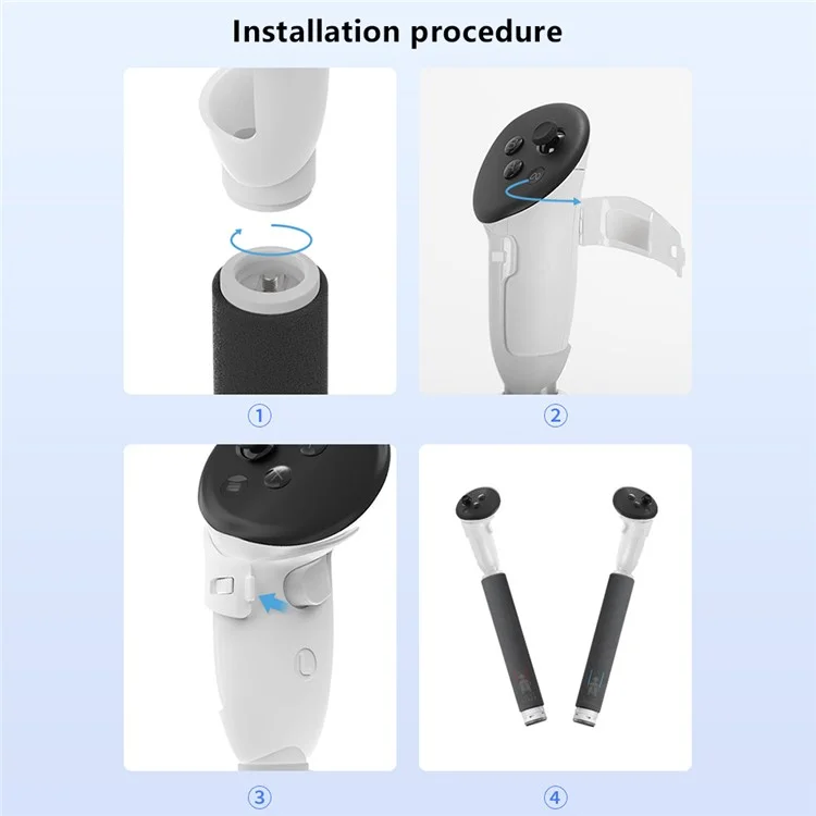 HIBLOKS Manette pour Oculus Quest 3 Poignées Extension Contrôleur Grips ABS+Éponge Contrôleur VR 