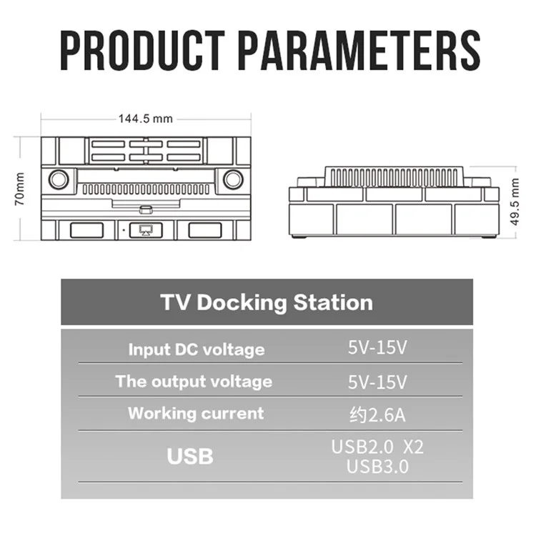 HS-SW480 For Nintendo Switch / Switch OLED TV Dock Charging Station with USB, HD Video, Type-C Outputs - Black