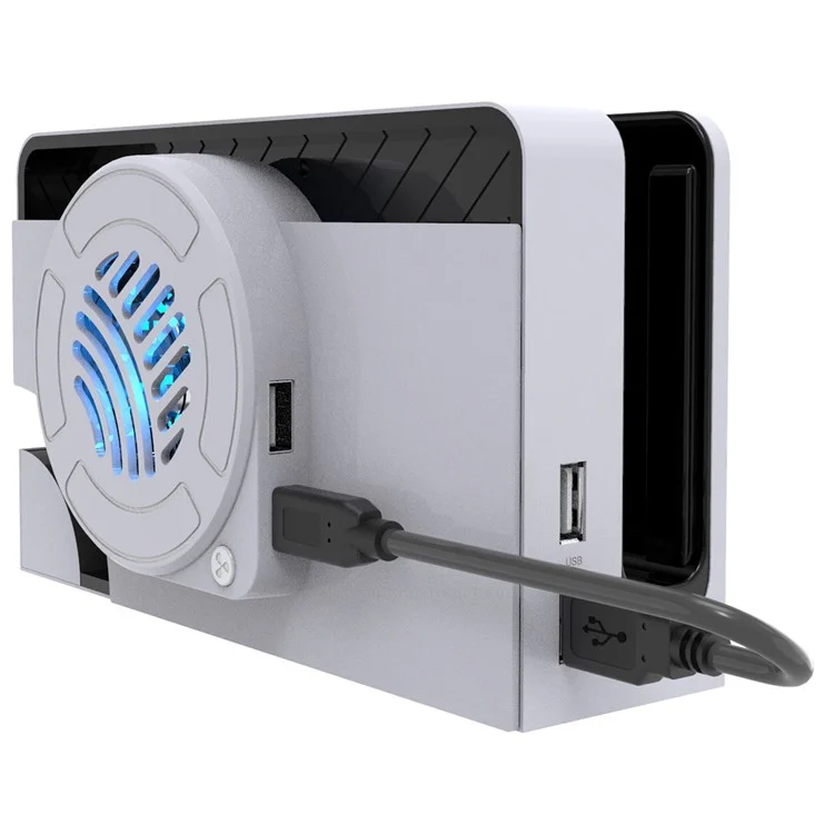 TOPWOLF Para Nintendo Switch OLED Dock Cooling Fan Game Console Back Cover Cooler - Blanco