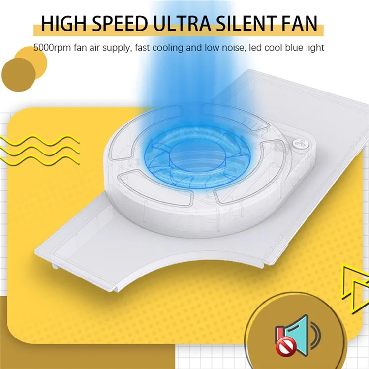 TOPWOLF Para Nintendo Switch OLED Dock Cooling Fan Game Console Back Cover Cooler - Blanco
