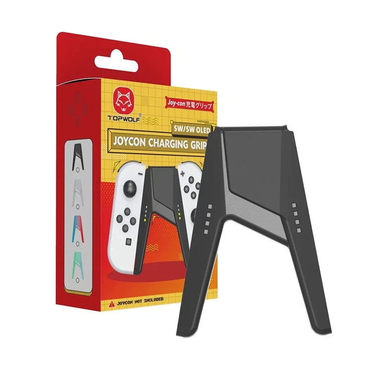TOPWOLF HS-SW385 Pour Nintendo Switch OLED Joy-Con Contrôleur de jeu Poignée de chargement - Noir