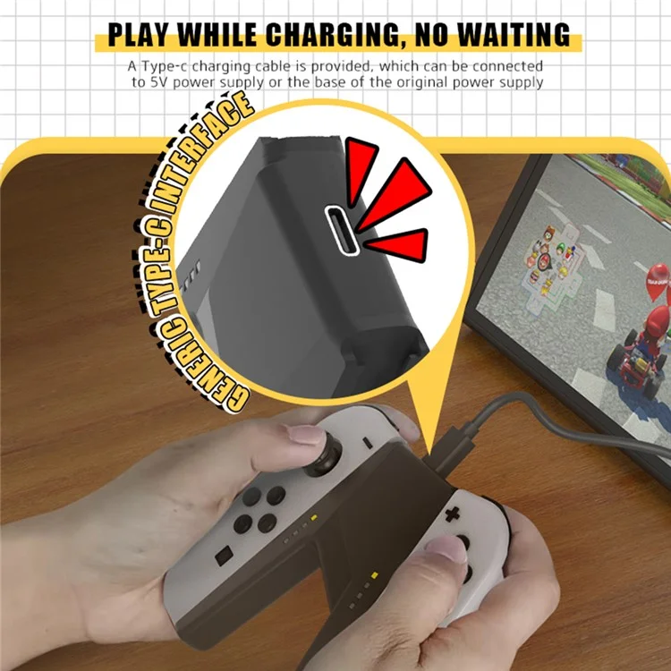 TOPWOLF HS-SW385 Pour Nintendo Switch OLED Joy-Con Contrôleur de jeu Poignée de chargement - Noir