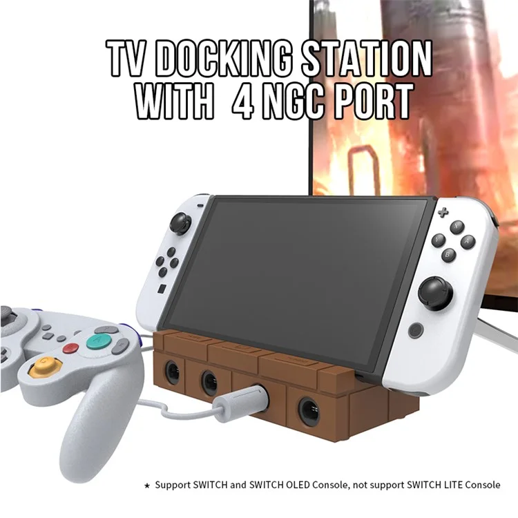 HS-SW450 Per Nintendo Switch Game NGC Controller Converter Station con USB, video HD, Type-C - Marrone