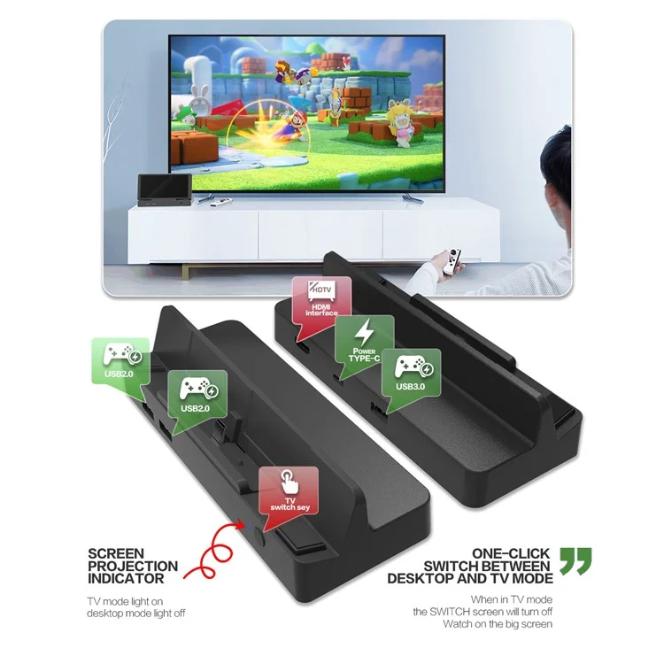 TOPWOLF HS-SW336 For Nintendo Switch HD Video TV Converter Dock Station Game Accessories