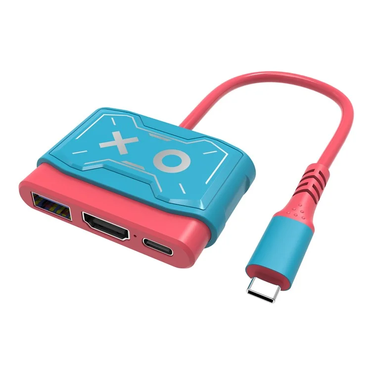 TOPWOLF HS-SW250 Para Nintendo Switch / Switch OLED Dock 4K HD USB 3.0 Hub Adaptador USB C Divisor Estación de Acoplamiento de TV