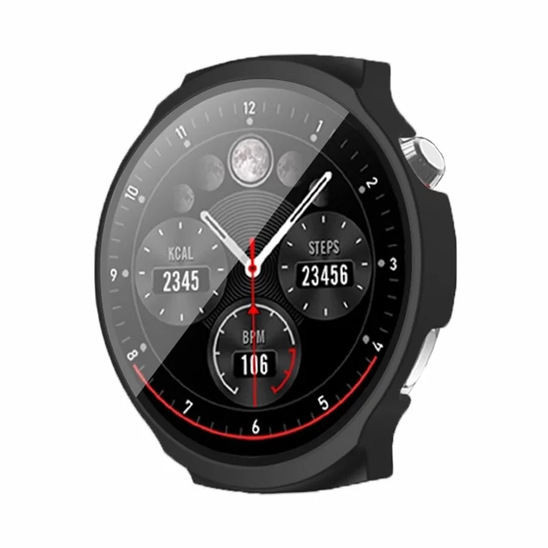 For Aigo Smart Watch V8 Watch Case Hard PC Scratch-Proof Protective Cover with Tempered Glass Film - Black