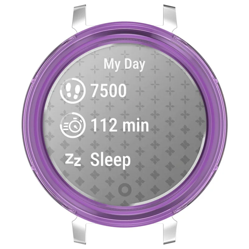 Transparante paarse TPU-hoesje met open frame voor Garmin Lily 2, stootvaste beschermer voor smartwatch