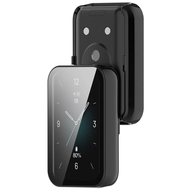 Pour Honor Band 9 Hard PC Watch Case Scratch Proof Cover with Tempered Glass Screen Film - Noir