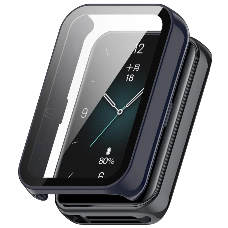 For Honor Band 9 Hard PC Watch Case Scratch Proof Cover with Tempered Glass Screen Film - Dark Blue