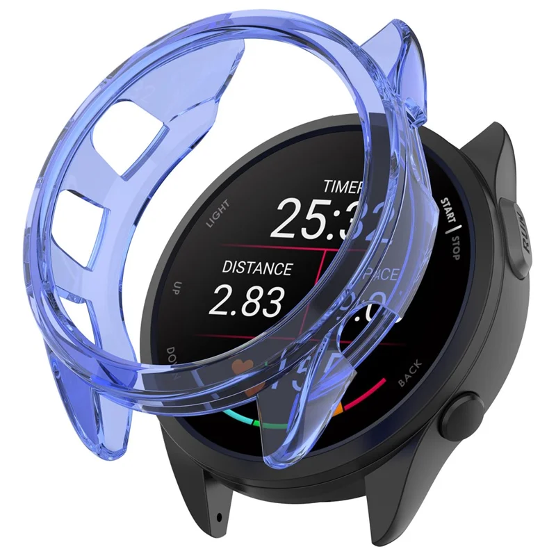 For Garmin Forerunner 165 / Forerunner 165 Music TPU Watch Frame Smartwatch Protector Case - Transparent Blue