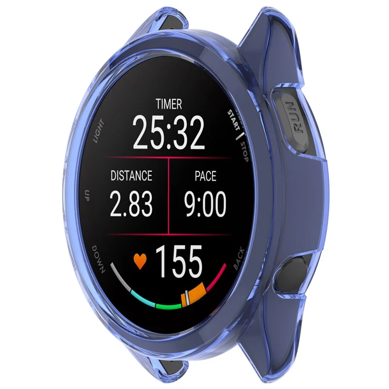 For Garmin Forerunner 165 / Forerunner 165 Music TPU Watch Frame Smartwatch Protector Case - Transparent Blue