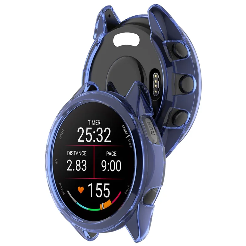 For Garmin Forerunner 165 / Forerunner 165 Music TPU Watch Frame Smartwatch Protector Case - Transparent Blue