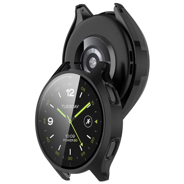 Housse PC dure pour Xiaomi Watch 2 Watch Case avec Film de Protection d'Écran en Verre Trempé - Noir