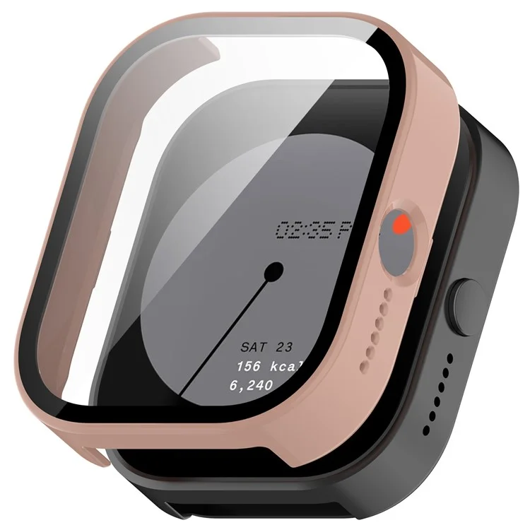For Nothing CMF Watch Pro (D395) Capa Protetora de Relógio PC+Película de Vidro Temperado Caso Protetor de Relógio Anti-Queda - Sakura Pink