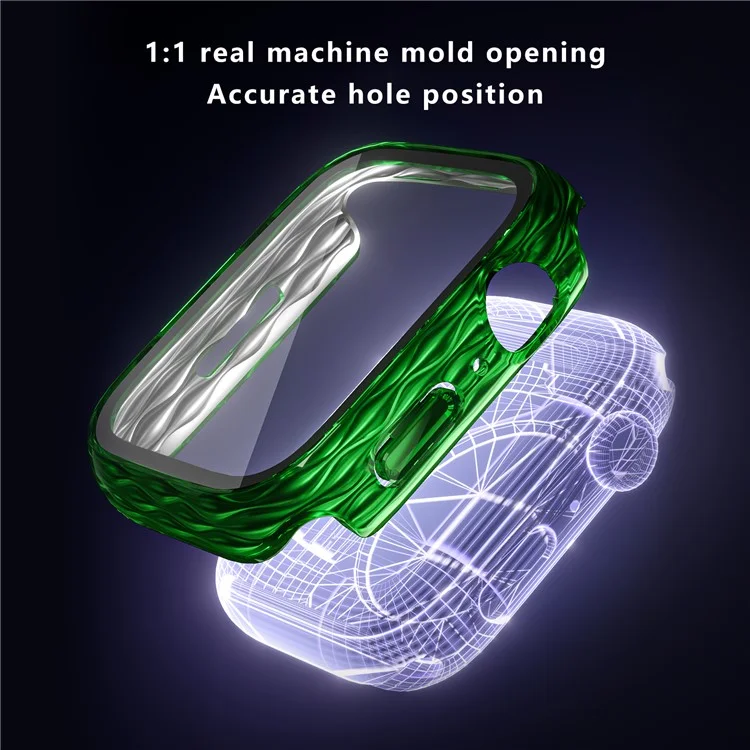 For Apple Watch Series 4 / 5 / 6 / SE / SE (2022) 44mm Hard PC Watch Case Cover with Tempered Glass Screen Film - Transparent Green