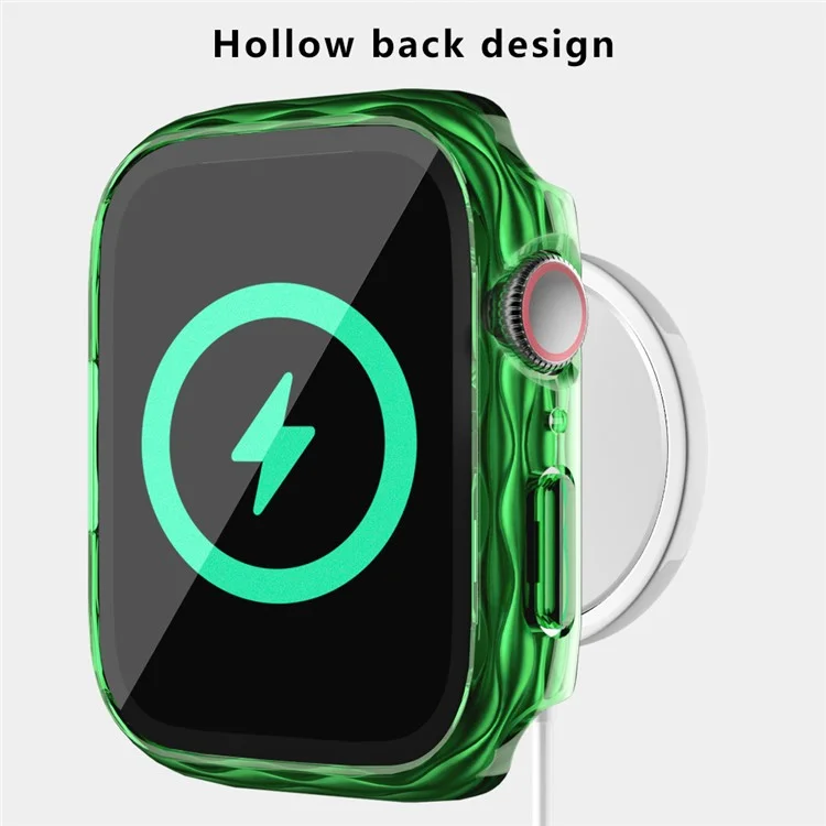 For Apple Watch Series 4 / 5 / 6 / SE / SE (2022) 44mm Hard PC Watch Case Cover with Tempered Glass Screen Film - Transparent Green