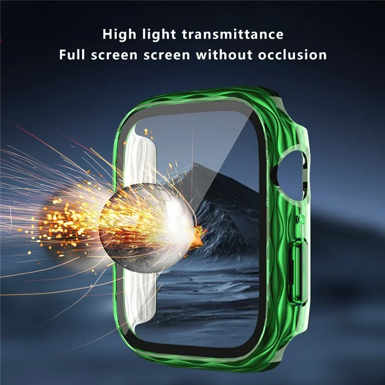 For Apple Watch Series 4 / 5 / 6 / SE / SE (2022) 44mm Hard PC Watch Case Cover with Tempered Glass Screen Film - Transparent Green