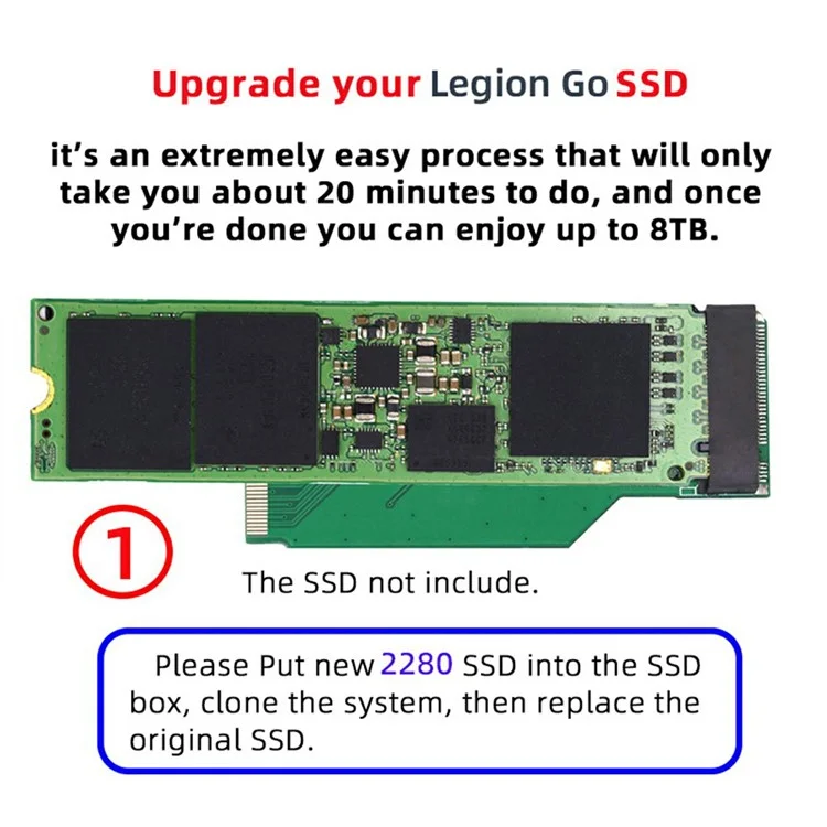 EP-038 For Lenovo Legion Go Game Boy NGFF NVME M-Key 22x42mm to 22x80mm Male to Female Extension SSD Adapter