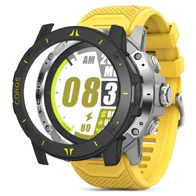 غطاء واقي لساعة Coros Vertix 2 مصنوع من مادة البولي كربونات - أسود + أصفر