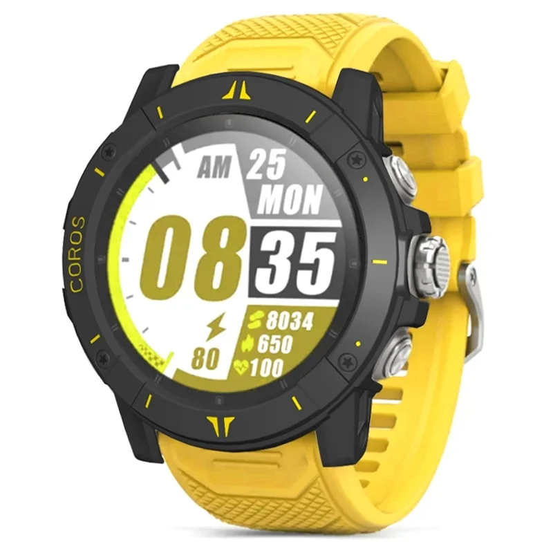 غطاء واقي لساعة Coros Vertix 2 مصنوع من مادة البولي كربونات - أسود + أصفر